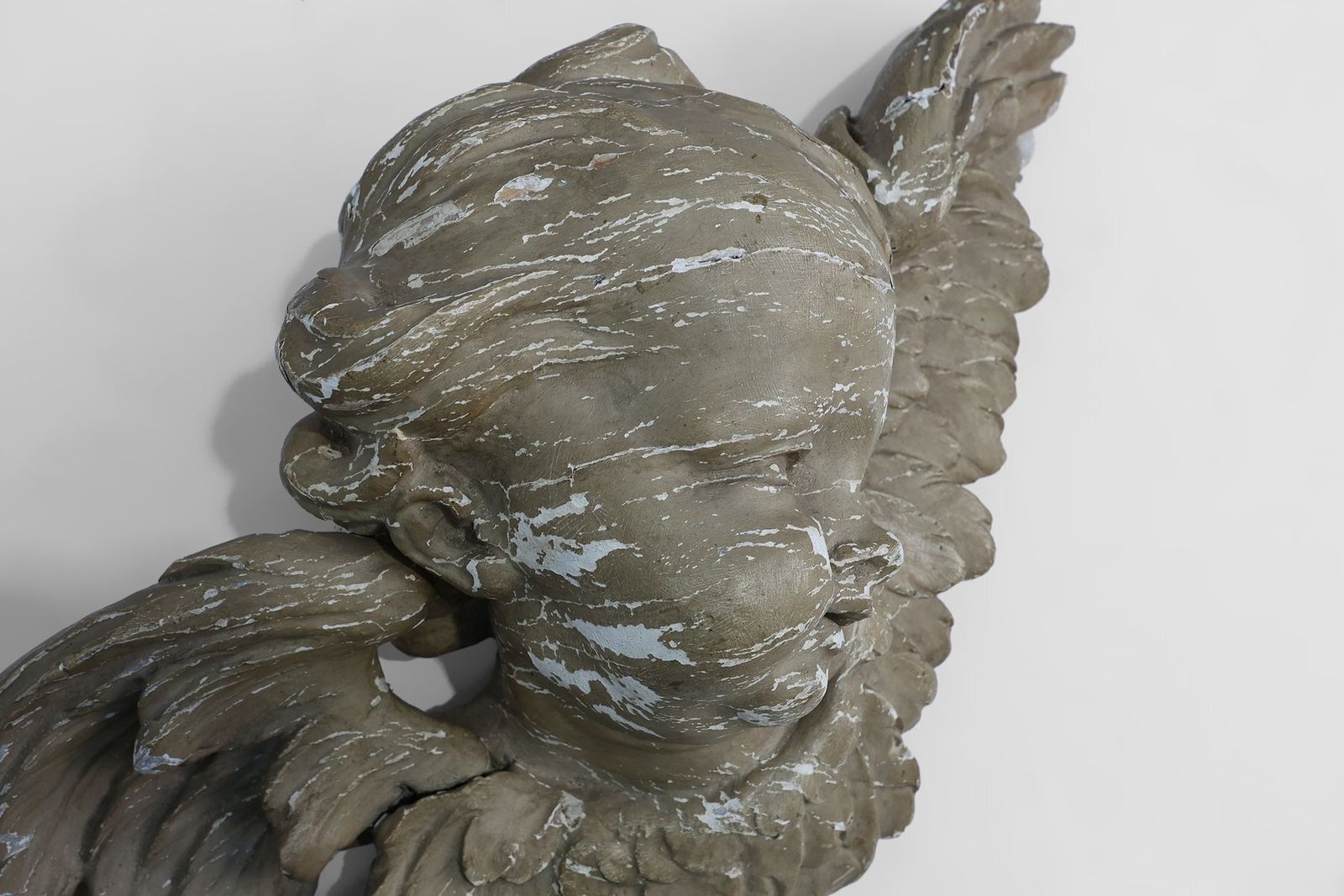 French Putti Sculpture In Limewood And Plaster, 18th Century photo for sale