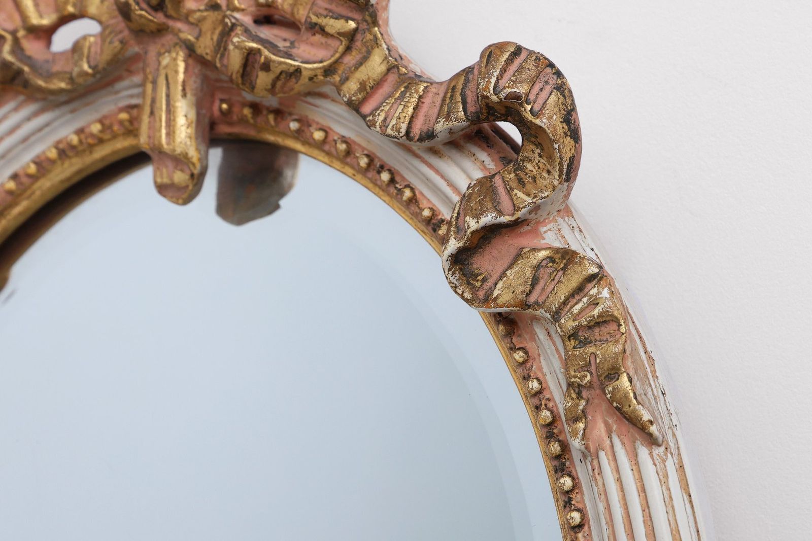 Louis XVI Baroque Style Mirror In Carved Wood, France, 1950s photo vintage