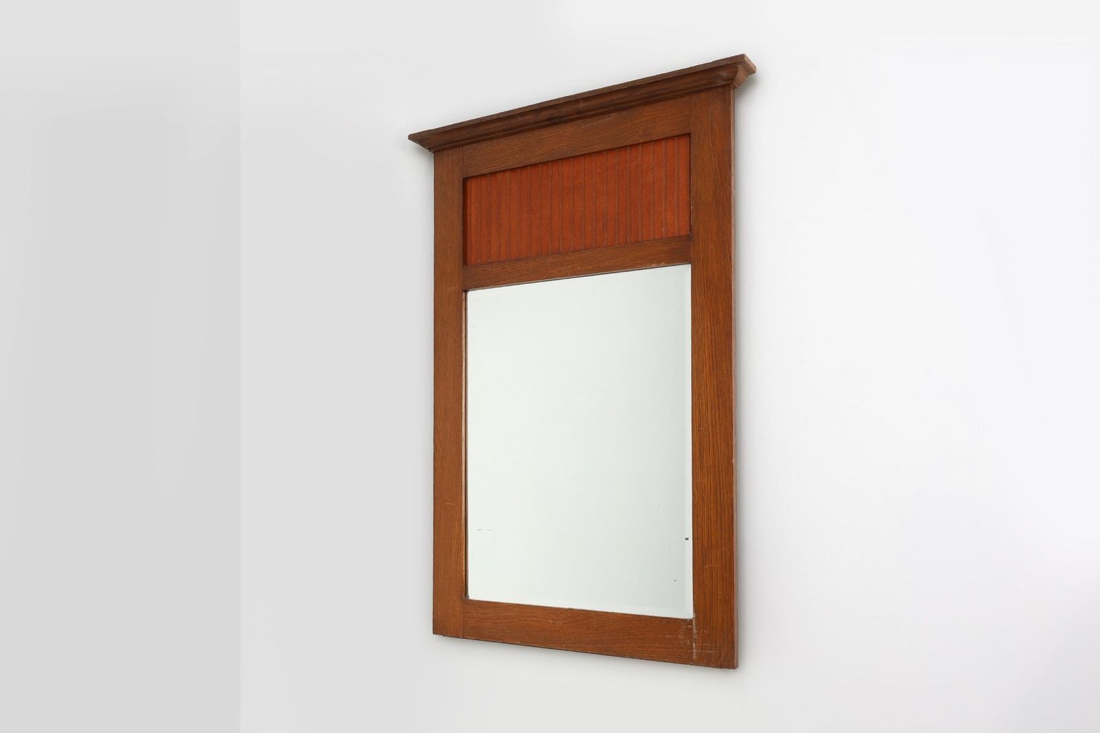 Art Deco French Oak Mirror With Fluted Panel, 1930s photo buy