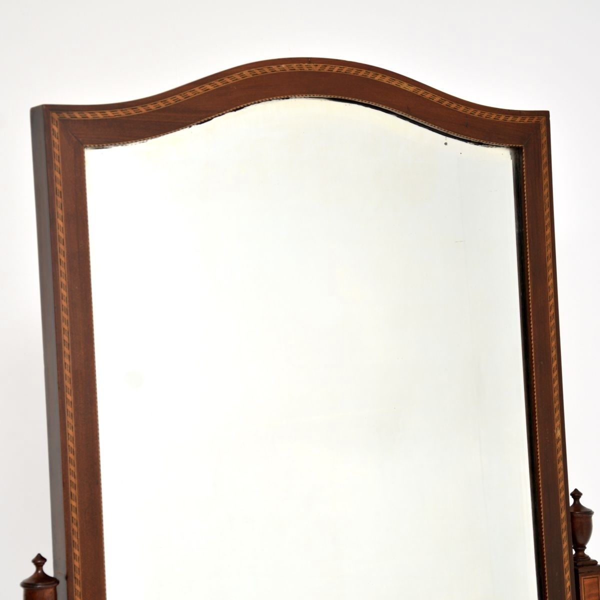 Antique Edwardian Inlaid Mahogany Cheval Mirror photo buy