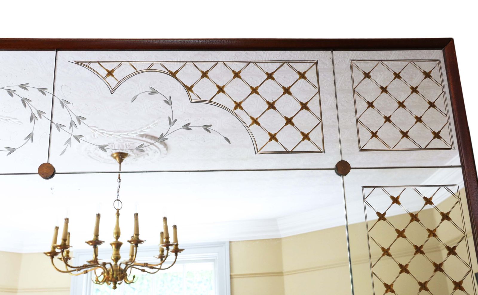 Antique Large Quality Italian Mahogany Chateau Overmantle / Wall Mirror C.1950 – Vintage Decor photo vinterior