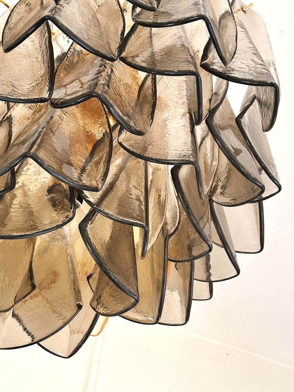 Contemporary Modern Smoked Fumè "Rondini" Murano Glass Chandelier photo 4416.0