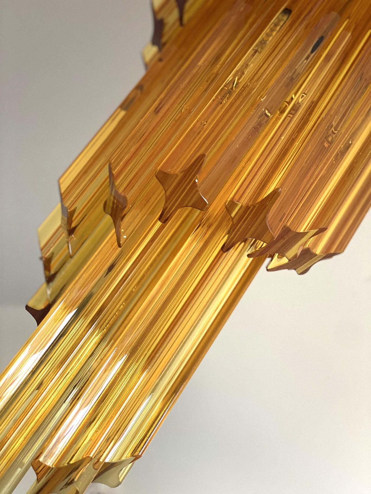 Contemporary Amber “Quadriedro” Murano Glass Twister Chandelier In Venini Style photo for sale