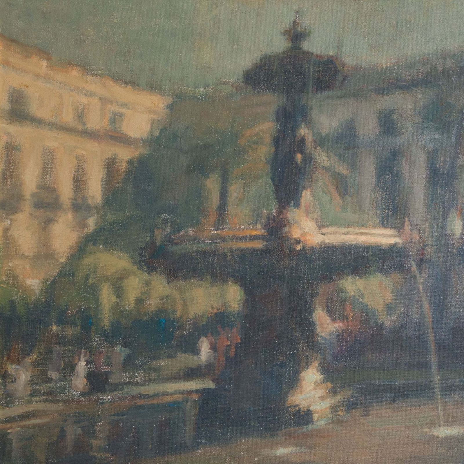 Plaça Reial (Royal Square) Barcelona   Impressionistisch Olieverfschilderij Op Doek   Gesigneerd photo Kunst