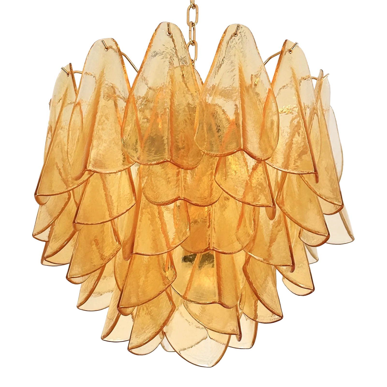 Contemporary Modern Amber "Rondini" Murano Glass Chandelier.