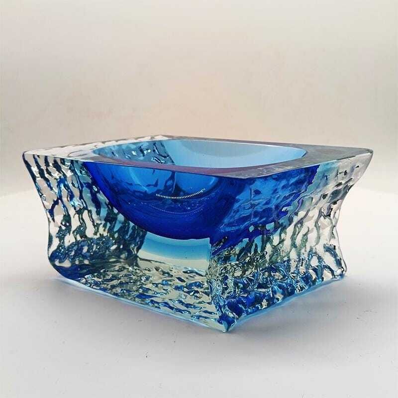 1960s Ashtray Or Catch All In Hand Worked Murano Glass By Flavio Poli For Seguso. Made In Italy photo vinterior