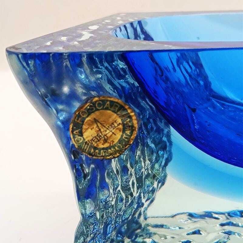 photo furniture 1960s Ashtray Or Catch All In Hand Worked Murano Glass By Flavio Poli For Seguso. Made In Italy