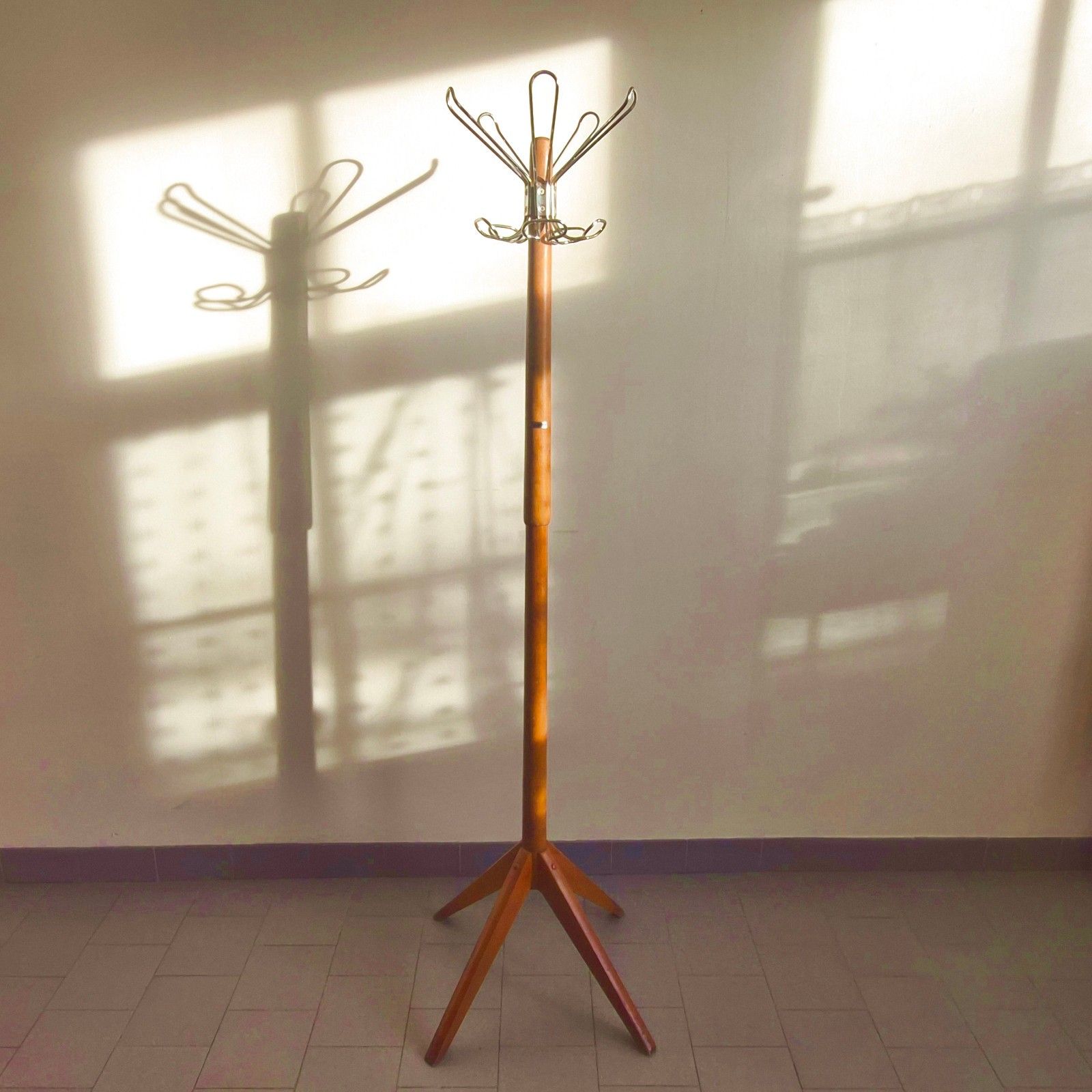 Vintage 1950s Pebble Wood & Metal Coat Rack 50s Rockabilly photo buy