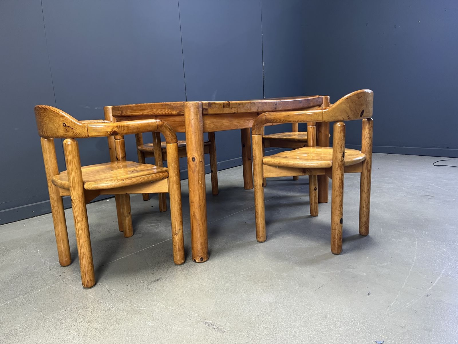 Cj Rosengaarden Pine Wood Dining Set   Set Of 5   1970s photo for sale