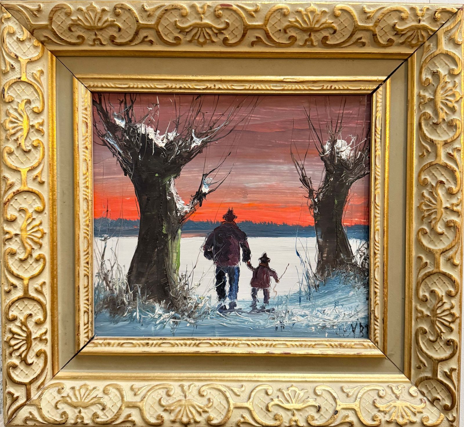 A Hand To Follow. Vintage Deens Olieverfschilderij Van Harry Bonde Petersen.