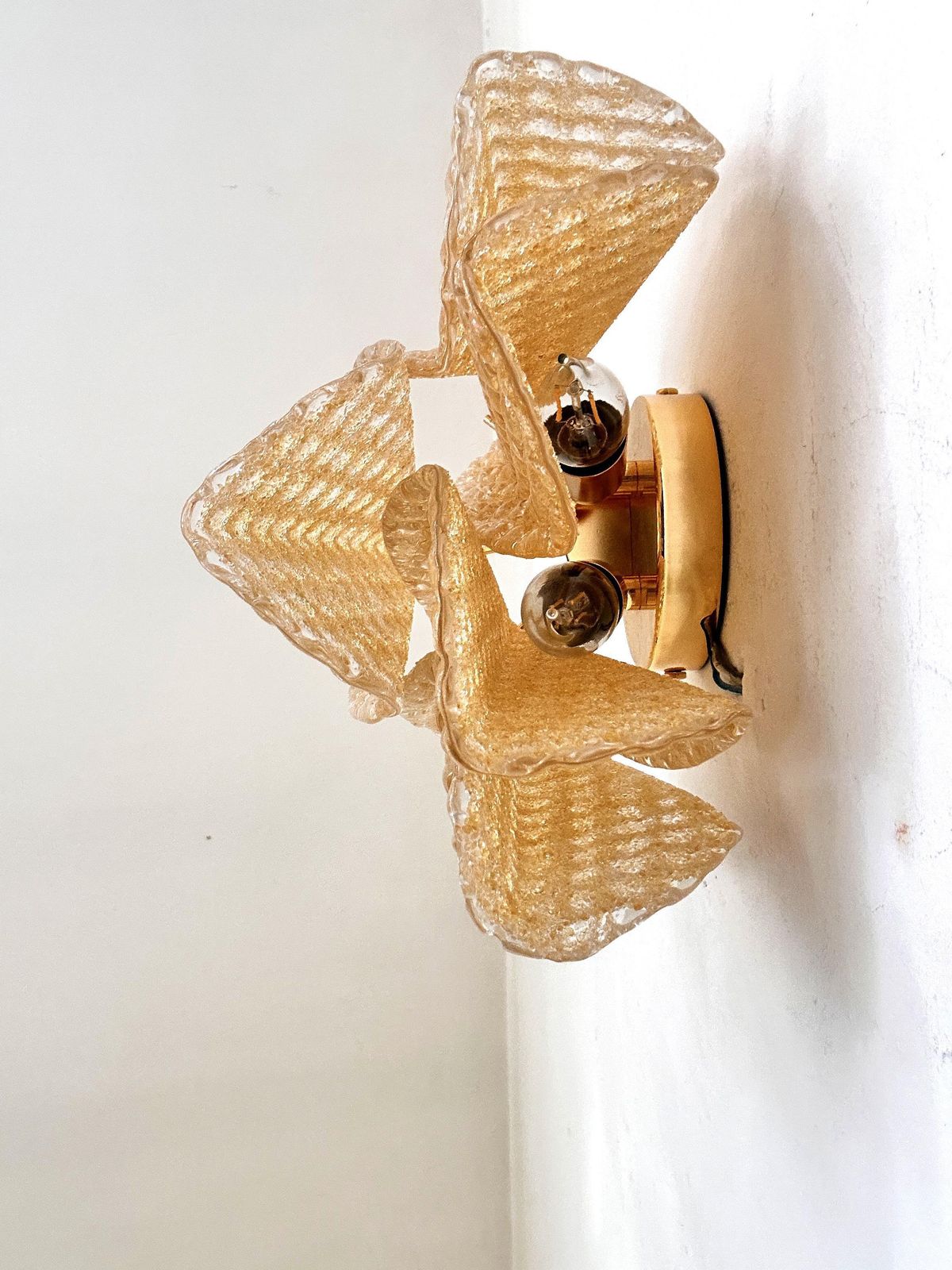 Contemporary Modern Gold "Granigli" "Rondini" Murano Glass Wall Sconces.Set Of Two. photo vintage