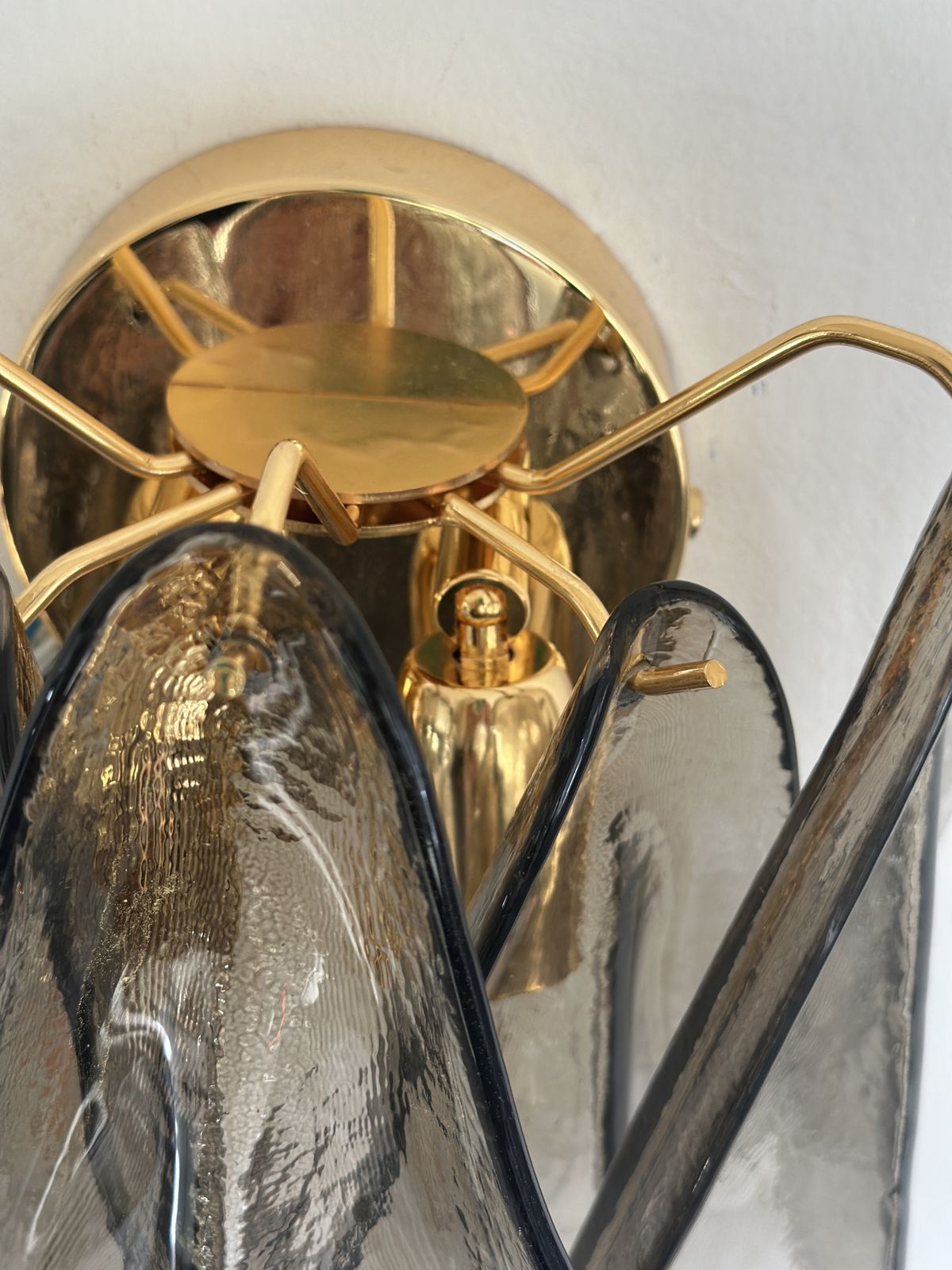 Contemporary Modern Smoked Fumè "Rondini" Murano Wall Sconces  Set Of Two photo 2948.0