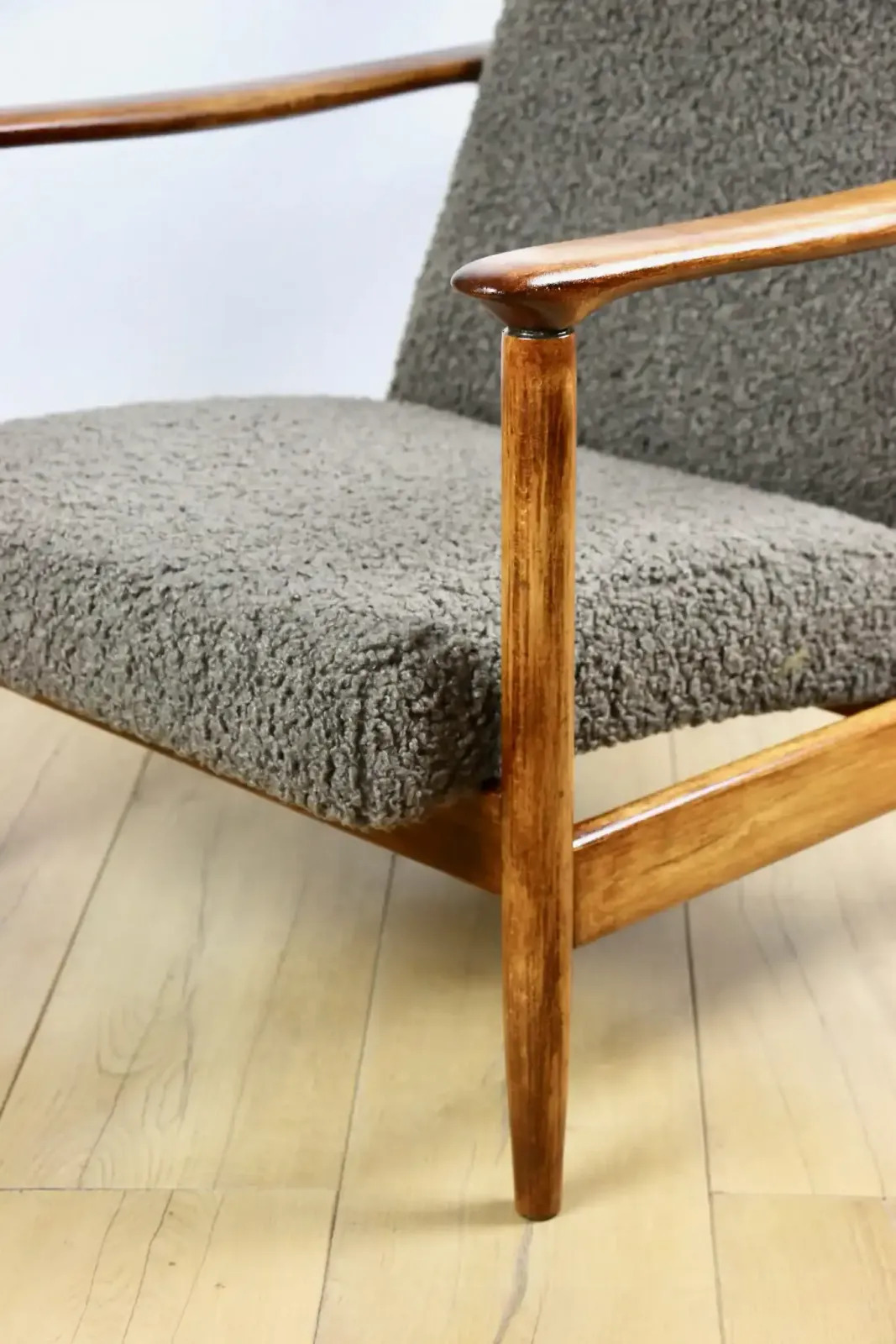 Gfm 142 Armchair, Designed By Edmund Homa From The 1970s, Brown Chocolate, Thick Bouclé photo Furniture