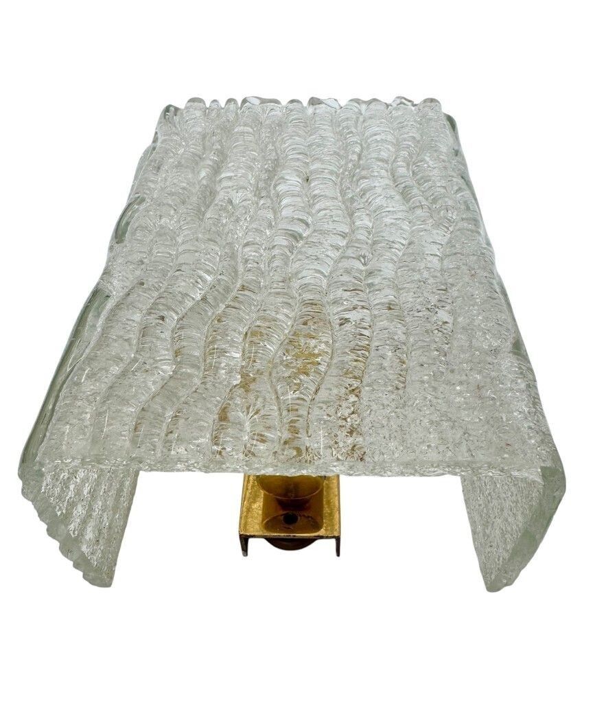 photo for sale A Pair 1970s "Ice Glass" Murano Wall Sconces By German Lighting Company Rxb Leuchten