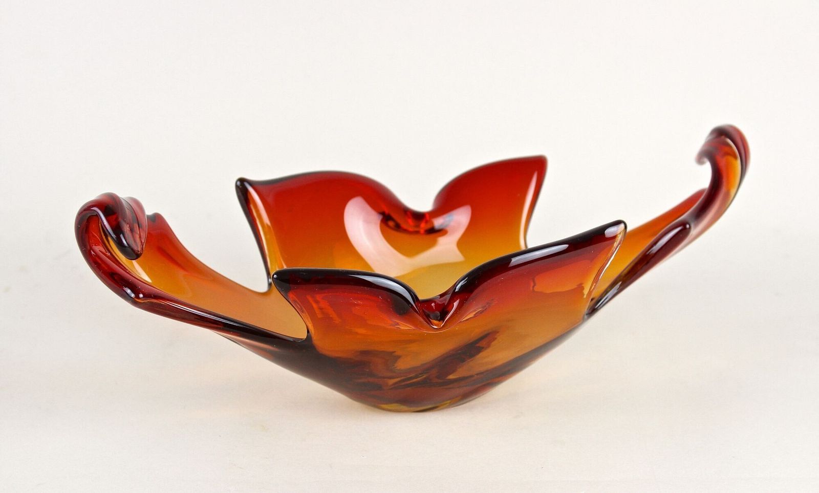 Mid Century Murano Glass Bowl   Amber/Orange/Red Tones, Italy, Circa 1960 photo furniture