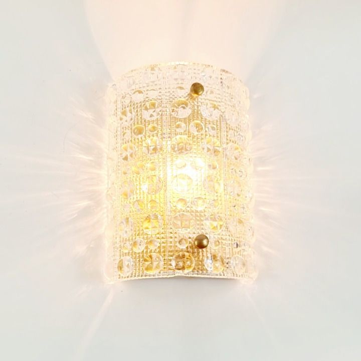 Mid Century Modern Scandinavian Glass & Brass Wall Lamp By Carl Fagerlund For Orrefors, Sweden, 1960s photo for sale