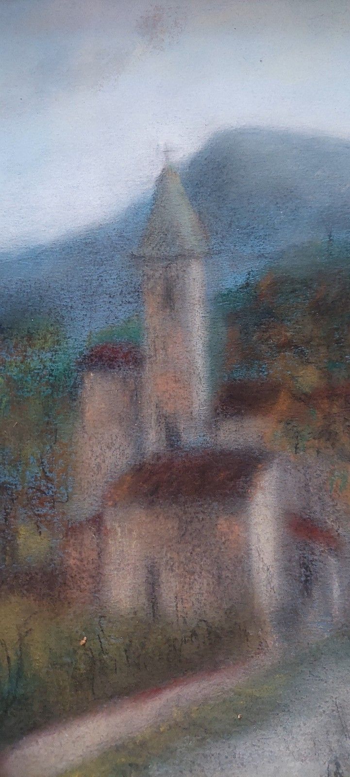 Antique Pastel Painting On Paper Signed Landscape Bartalini Frame photo buy