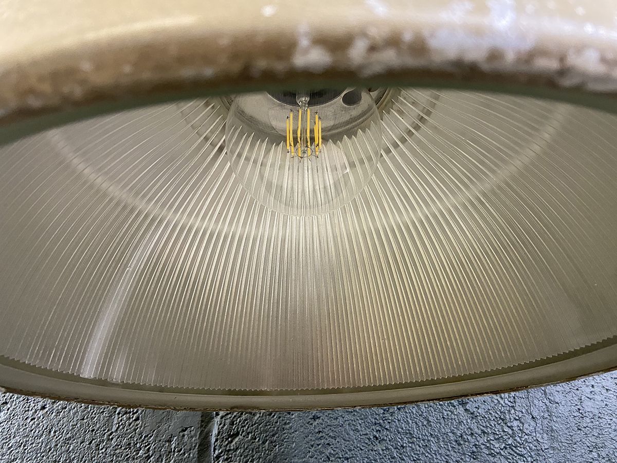 Set Of 4 Holophane Factory Pendant Lights From France. 1930s. Rewired. photo vintage
