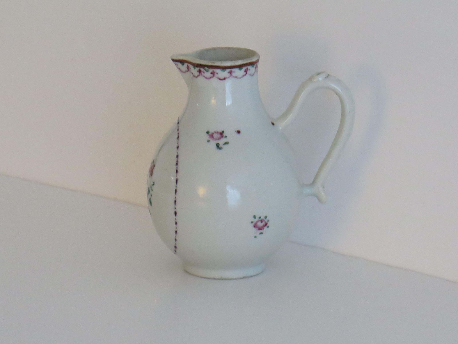 18thc Chinese Sparrow Beak Jug Porcelain Hand Painted Famille Rose, Ca 1775 photo vinterior