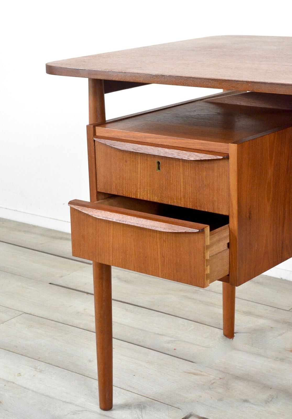 Midcentury Danish Teak Desk By Gunnar Nielsen For Tibergaard. Vintage / Modern / Retro. photo for sale