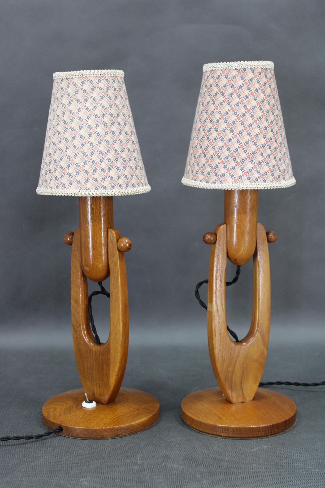 Pair Of Mid Century Adjustable Wooden Table Lamps, Czechoslovakia, 1970s photo furniture