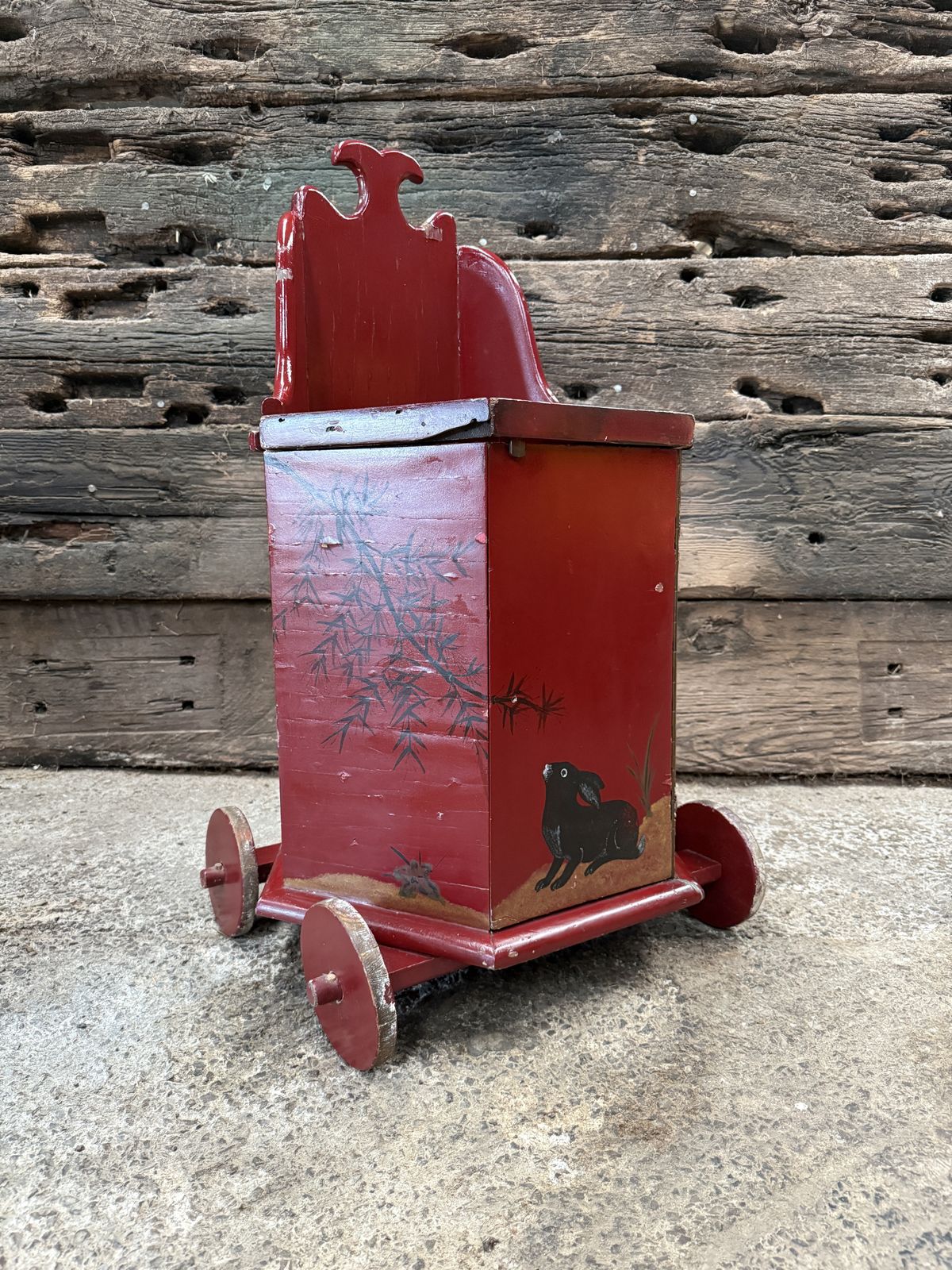 19th Century Red Lacquered Child's Seat photo for sale