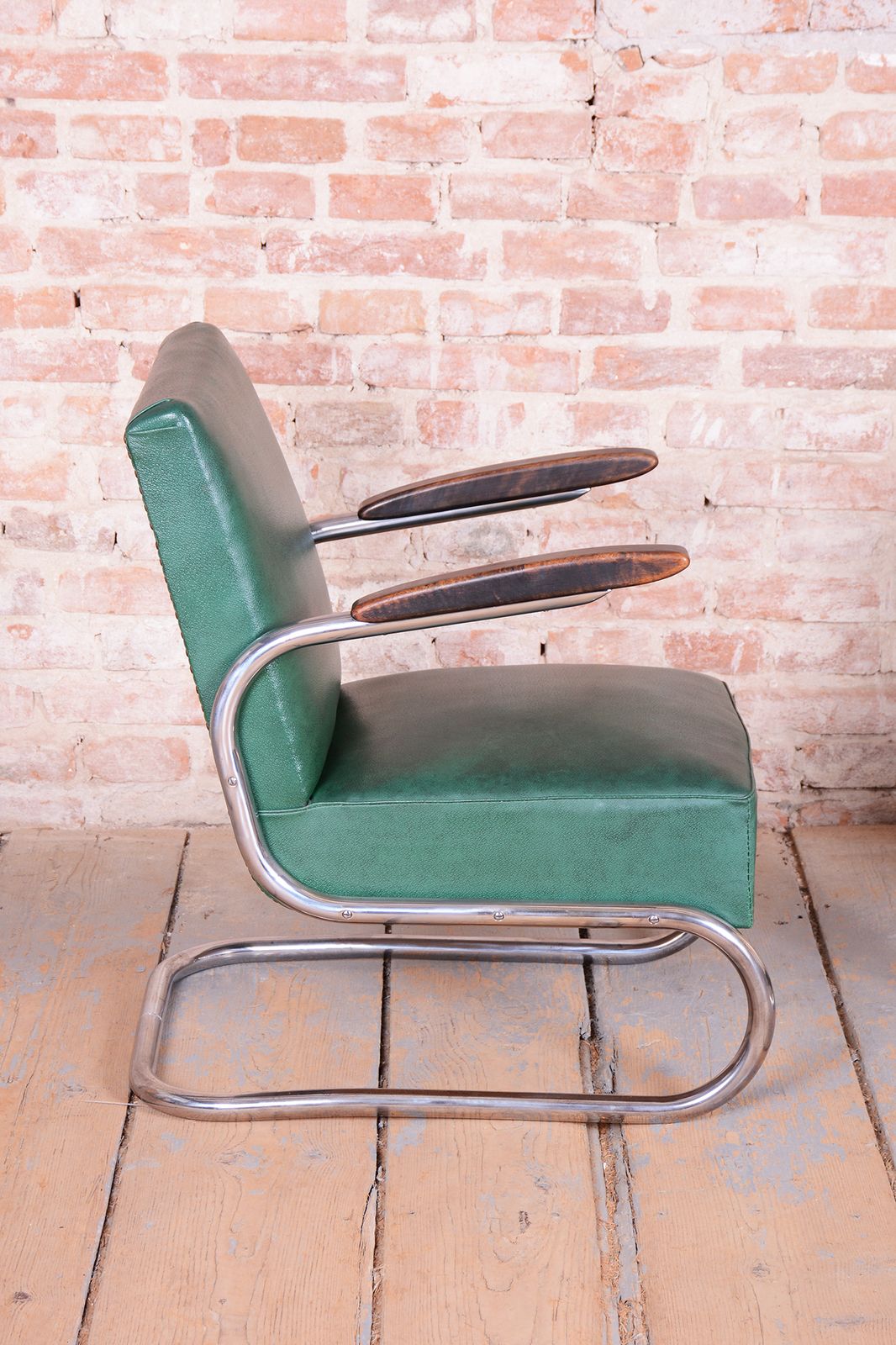 Pair Of Restored Bauhaus Armchairs, By Mauser, Beech, Chrome, Germany, 1930s photo vintage