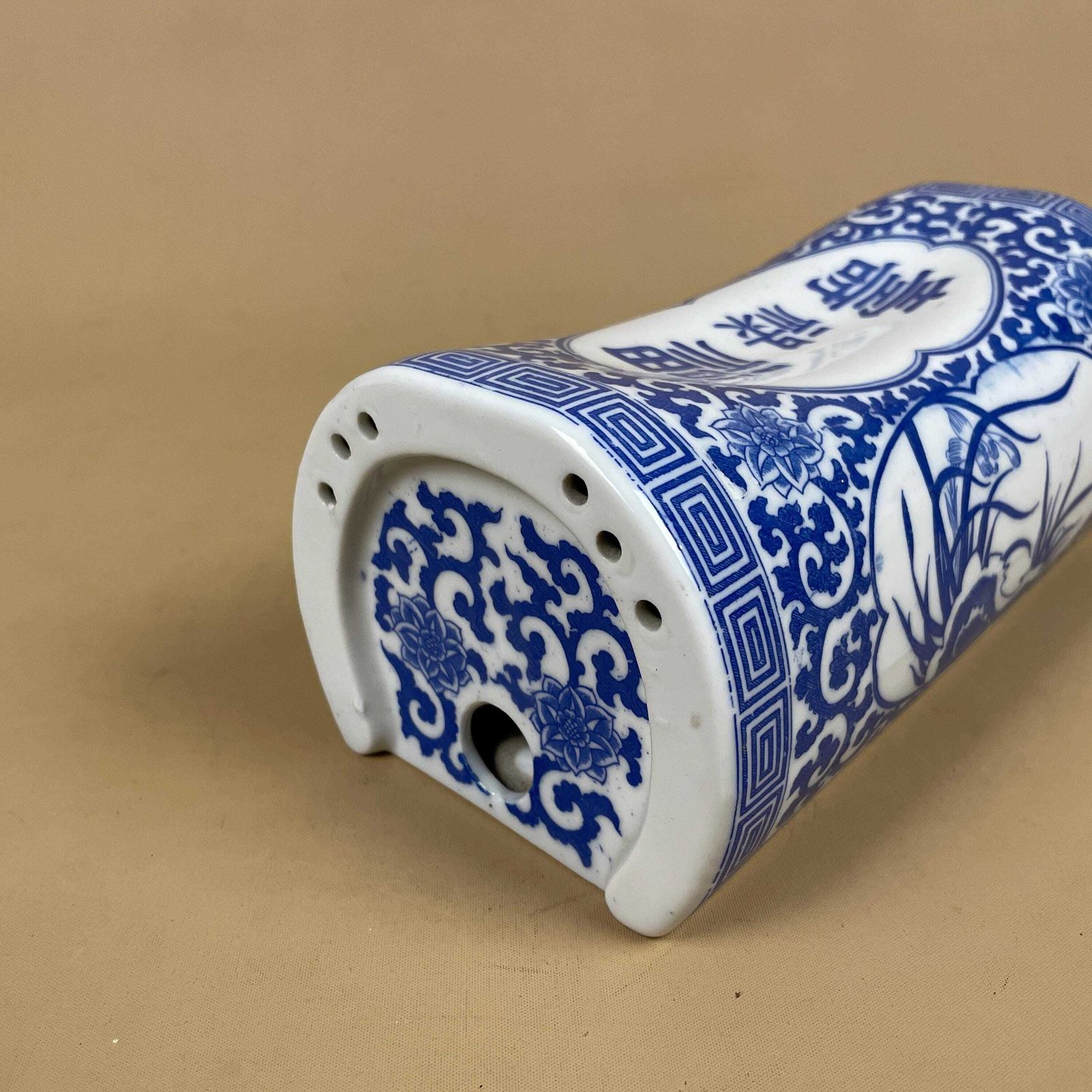 Chinese Blue White Porcelain Pillow Ceramic Neck Rest Traditional Oriental Asian Headrest Decorative photo for sale