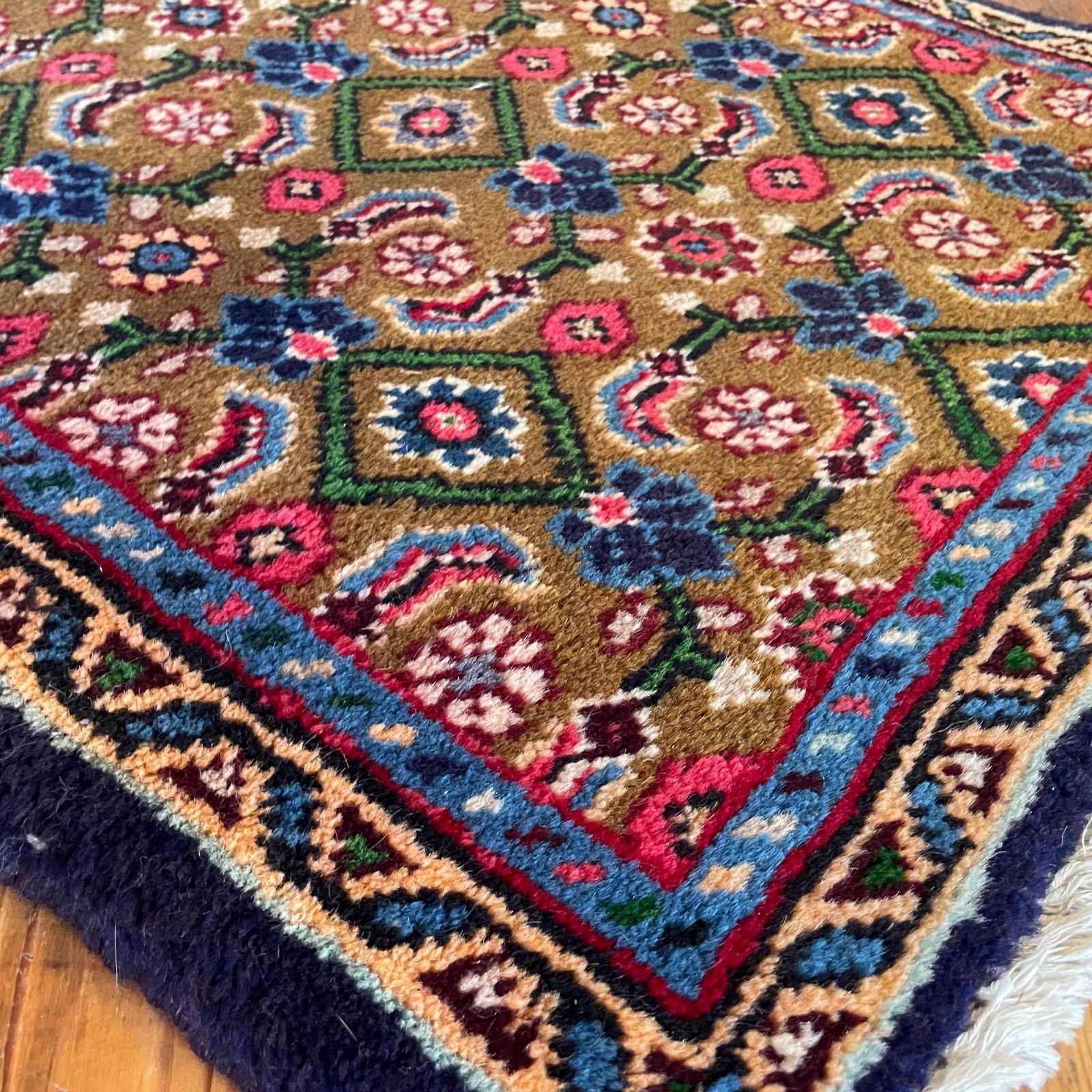 Antique Hand Woven Rug Carpet Mat Rectangle Wool Vintage Pattern Floor Mat Handmade Textile Patterned 124x57cm Runner Multicoloured Tassels photo Textiles