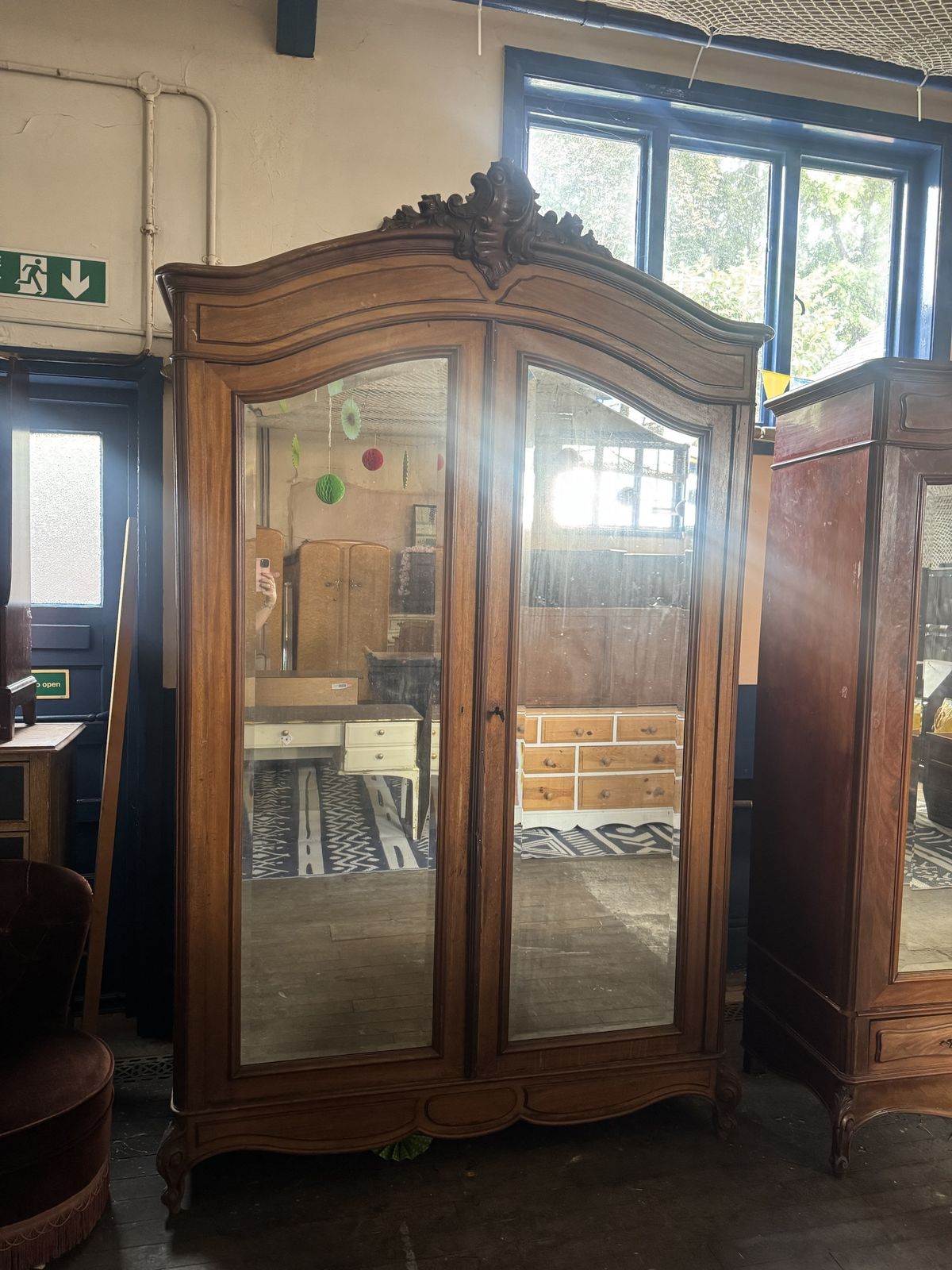 Beautiful French Mirror Carved Amoire Wardrobe Copy