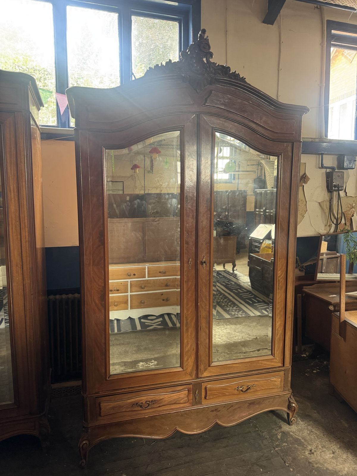 Beautiful French Mirror Carved Amoire Wardrobe Copy photo furniture