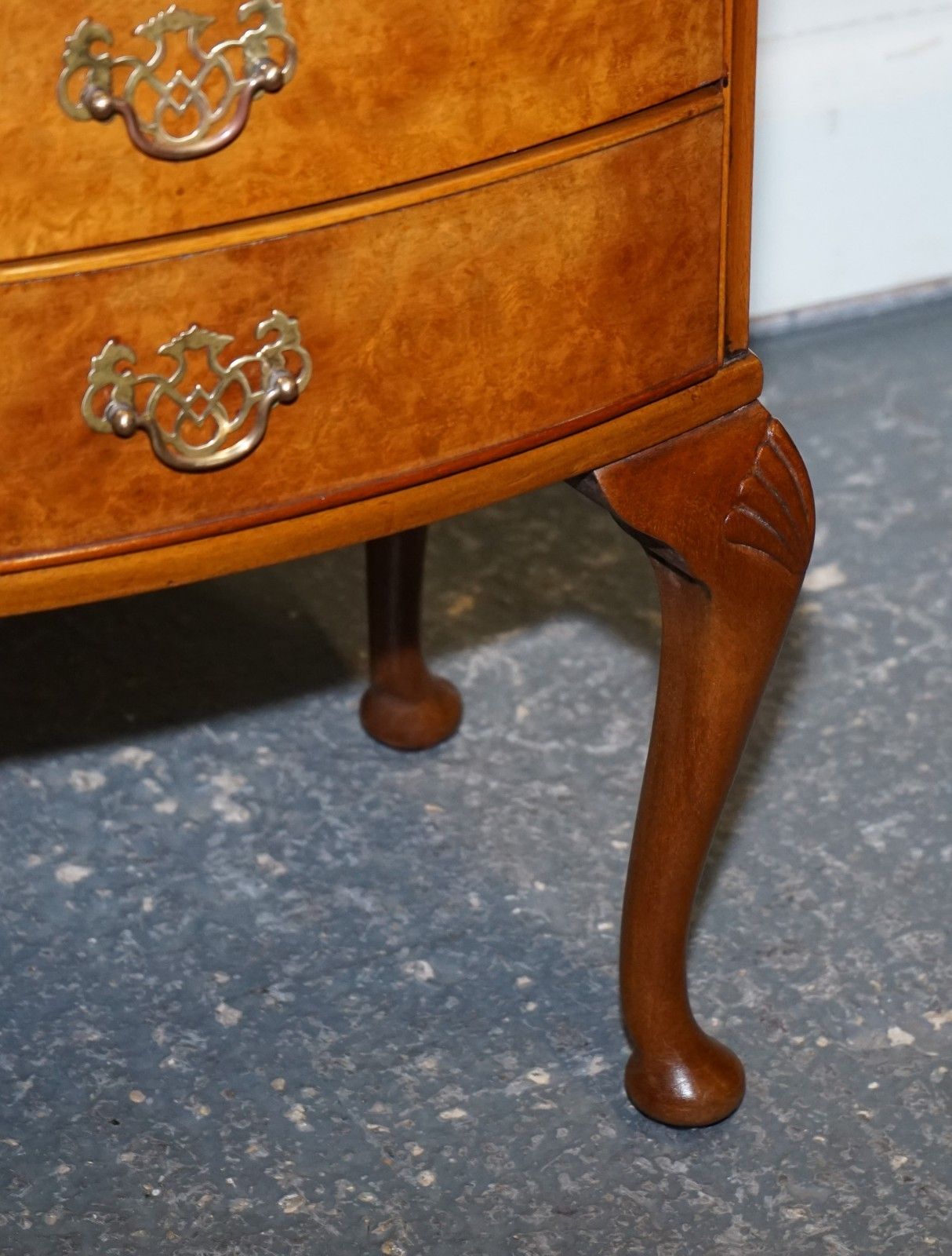 Furniture Gorgeous Pair Of Art Deco Style Burr Walnut Bedsides Nightstands Tables photo