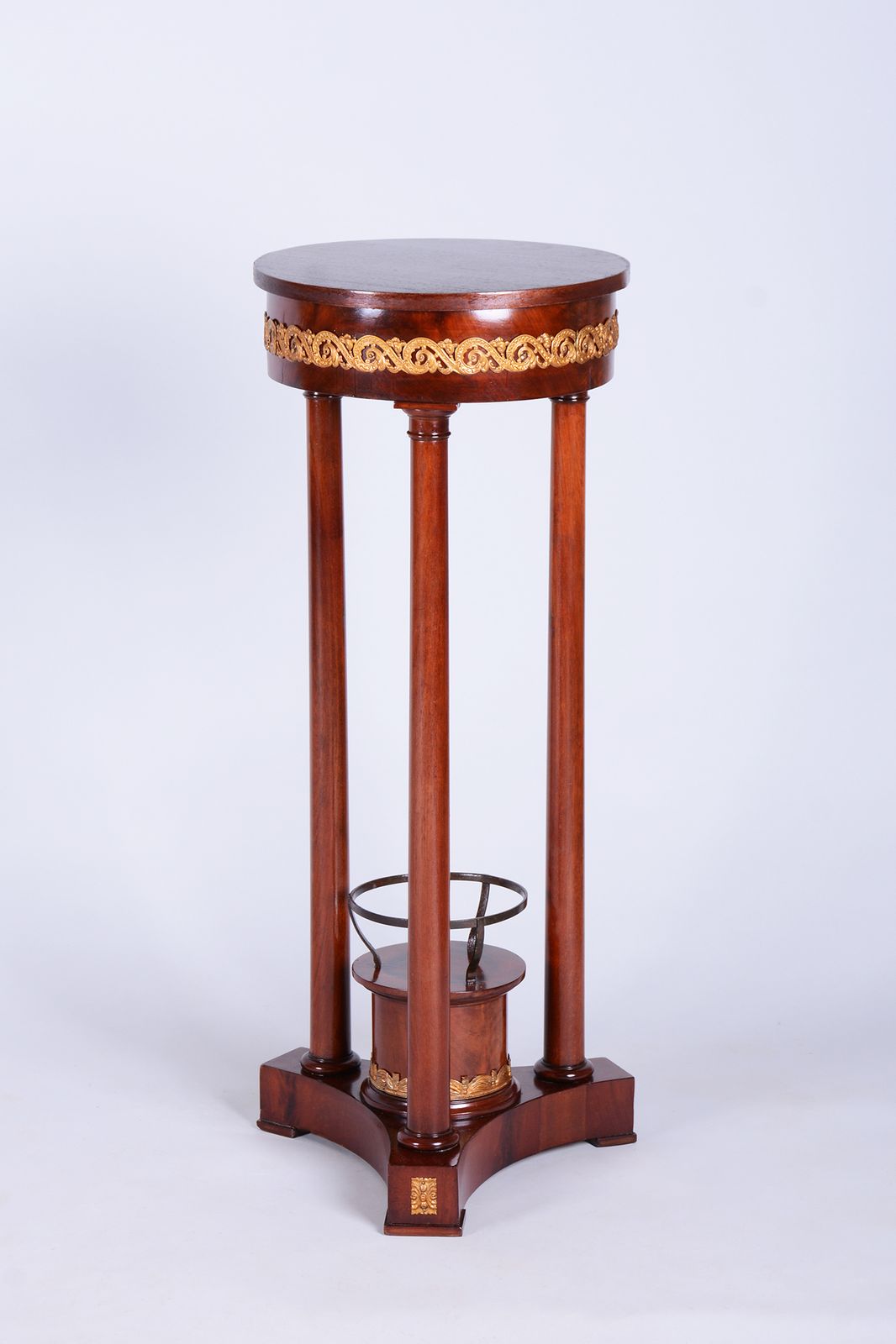 Restored Empire Pedestal, Mahogany, Brass, Revived Polish, France, 1820s