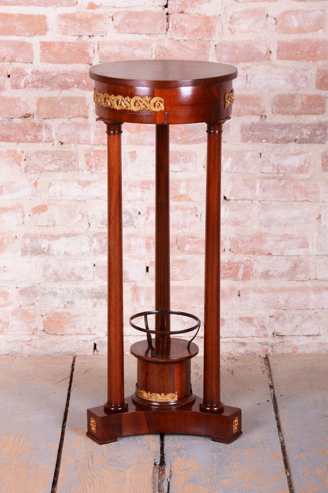 Restored Empire Pedestal, Mahogany, Brass, Revived Polish, France, 1820s photo furniture