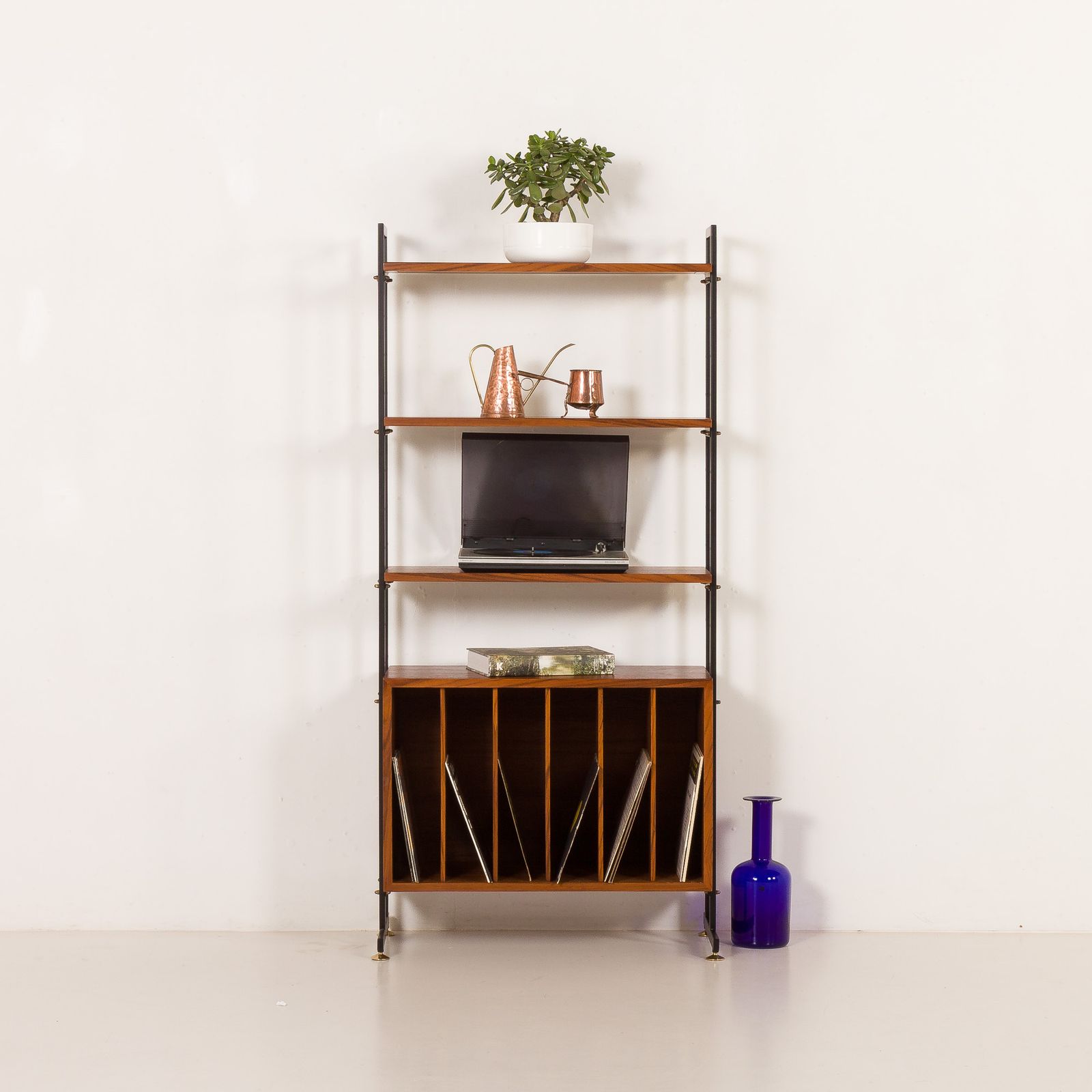 Mid Century Free Standing Vinyl Records Wall Unit, Italy 1970s. photo for sale