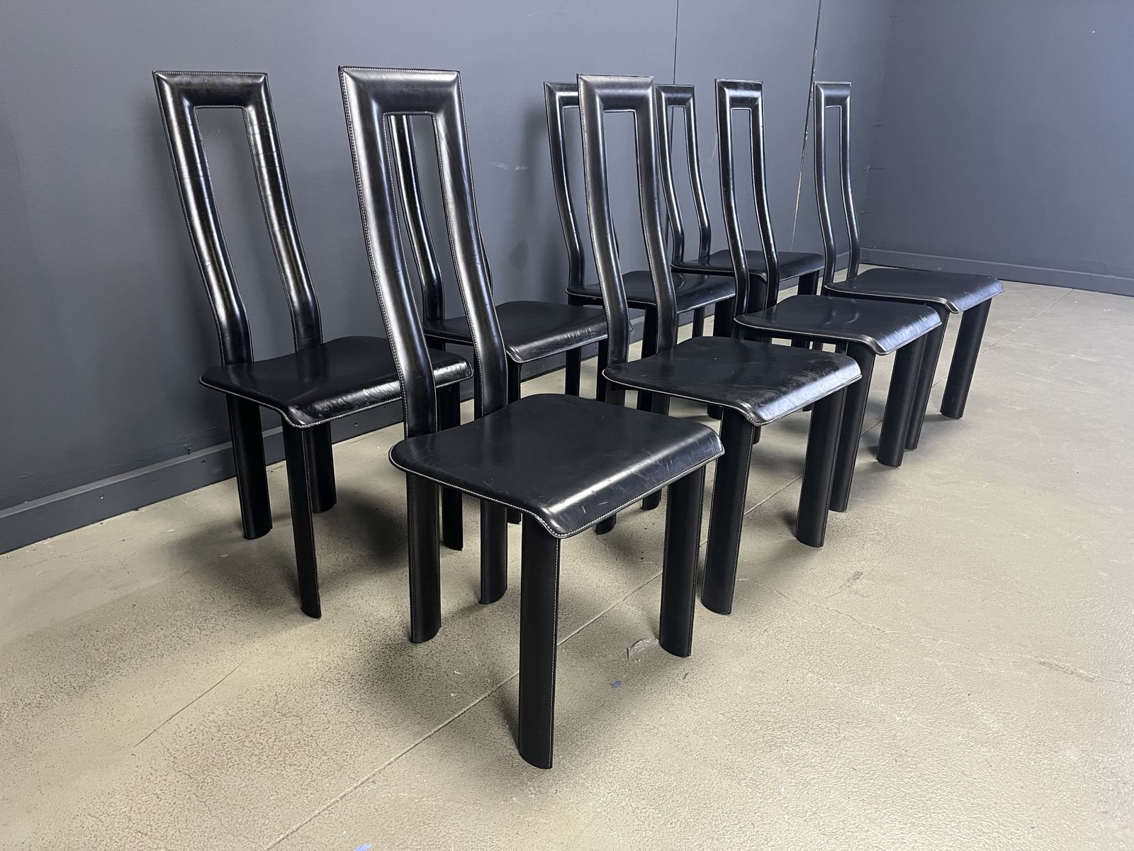 photo for sale Italian Model Regia Dining Chairs By Antonello Mosca For Ycami, 1980s, Set Of 8
