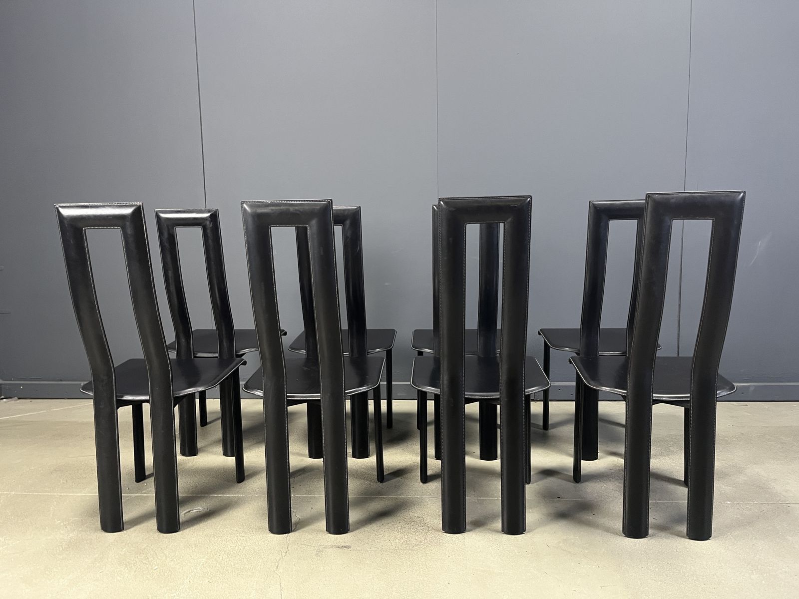 Italian Model Regia Dining Chairs By Antonello Mosca For Ycami, 1980s, Set Of 8 photo vintage