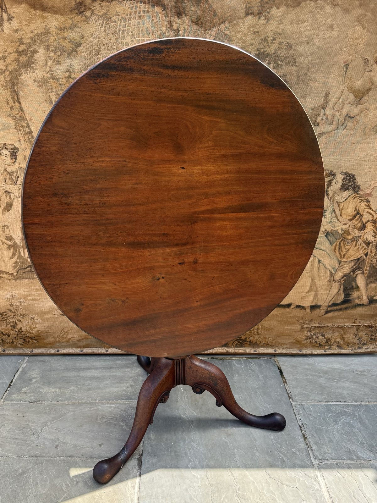 Antique Rare 18th Century Irish Carved Mahogany Tripod Table Circa 1750 photo for sale