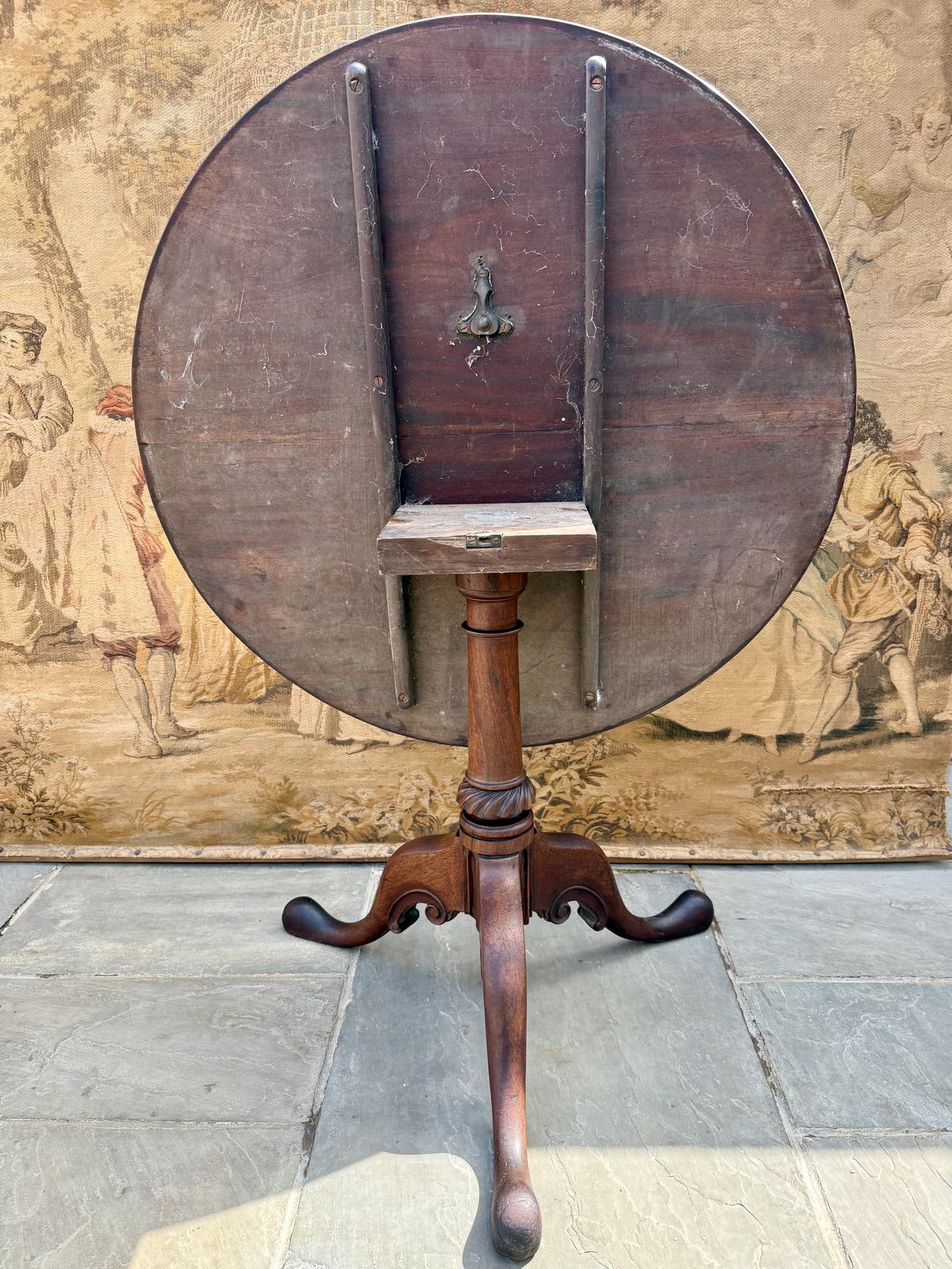 Antique Rare 18th Century Irish Carved Mahogany Tripod Table Circa 1750 photo vinterior