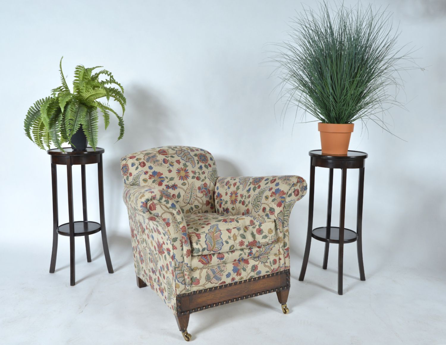 Pair Antique Mahogany Birch Wood Plant Stands Jardinières Torchiere English photo furniture