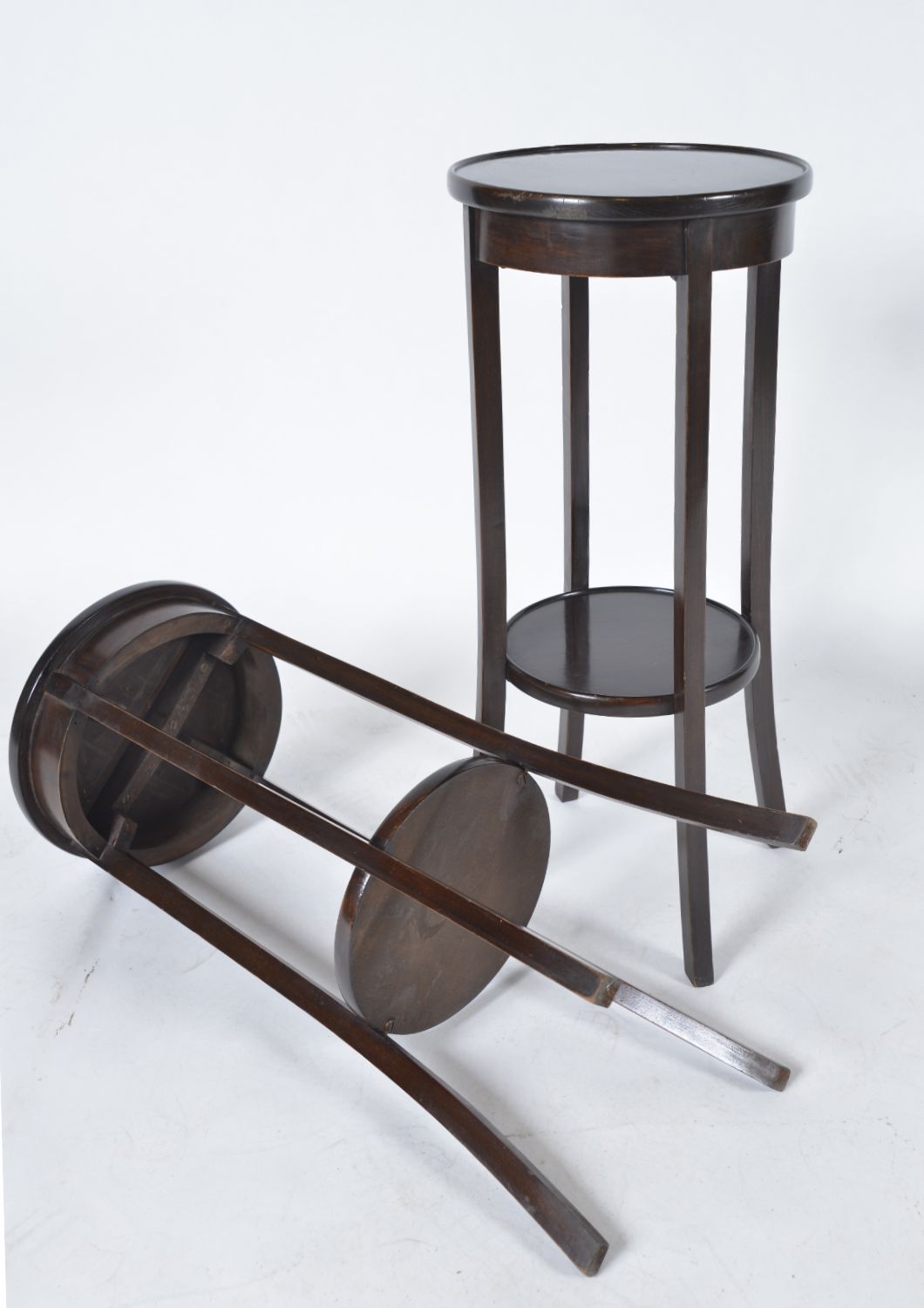 Pair Antique Mahogany Birch Wood Plant Stands Jardinières Torchiere English photo vinterior