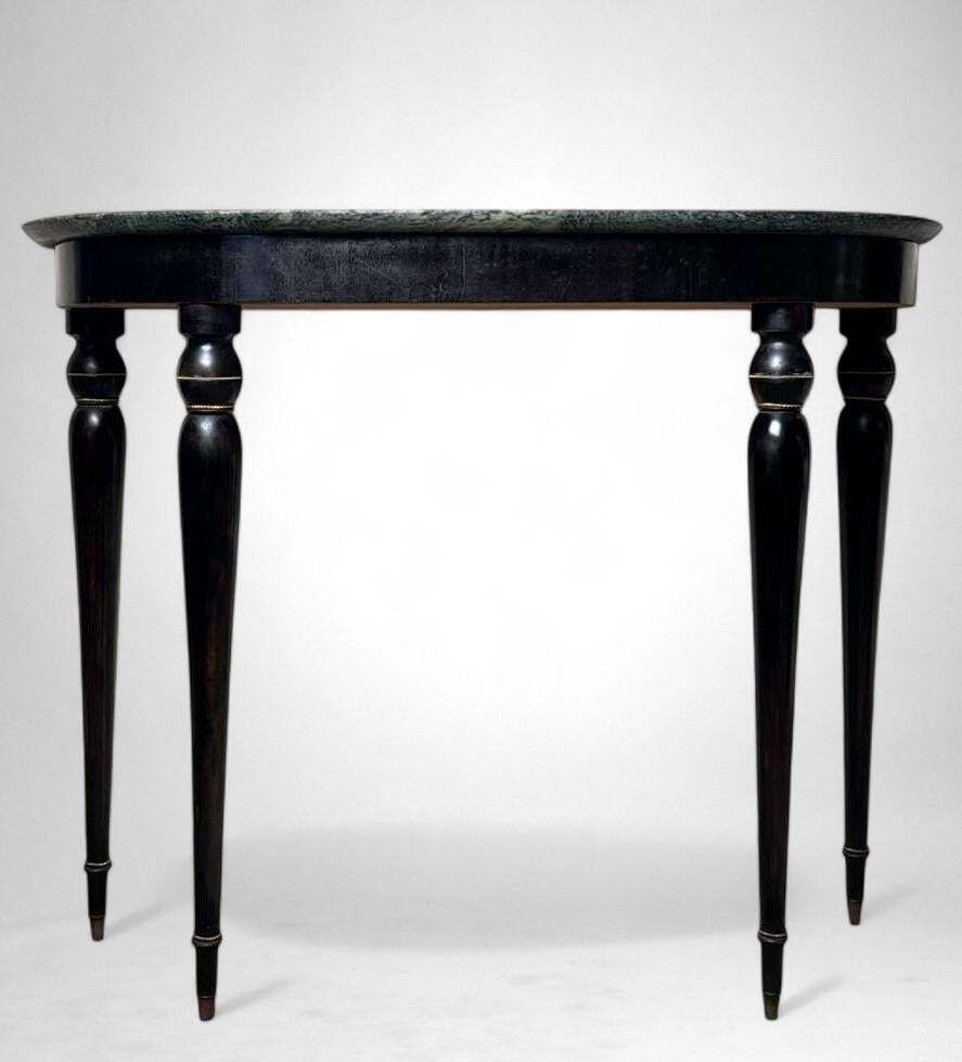 Italian Console Table 1950s In Ebonized Wood And Verde Alpi Marble photo 1856.0