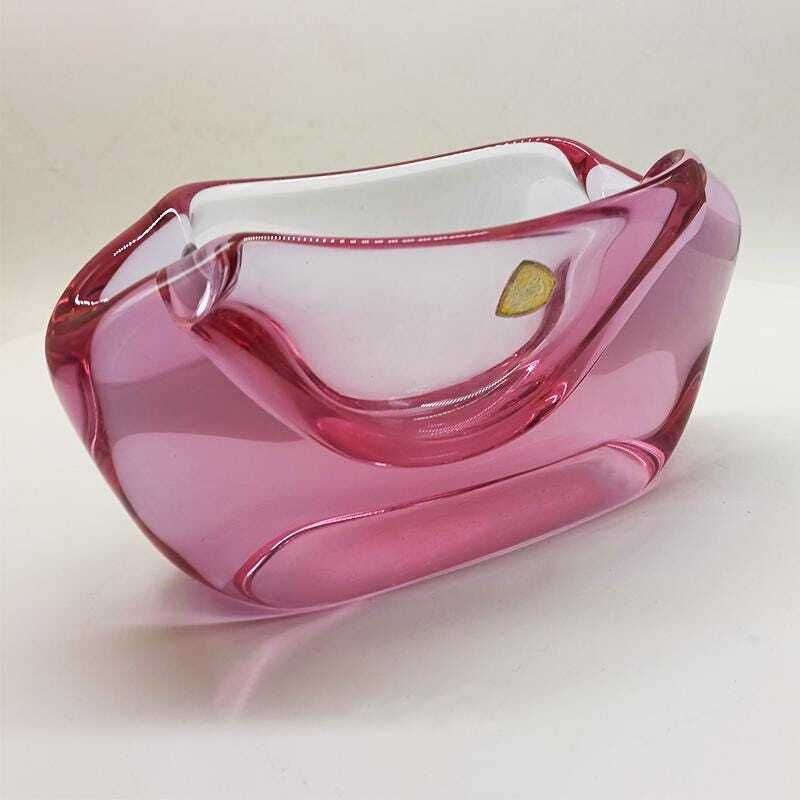 1950s Big Rare Total Purple Ashtray Or Catch All In Murano Glass. 18 Cm   7.08 Inches photo for sale