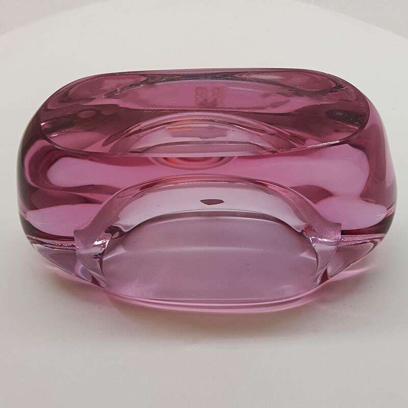 1950s Big Rare Total Purple Ashtray Or Catch All In Murano Glass. 18 Cm   7.08 Inches photo vintage