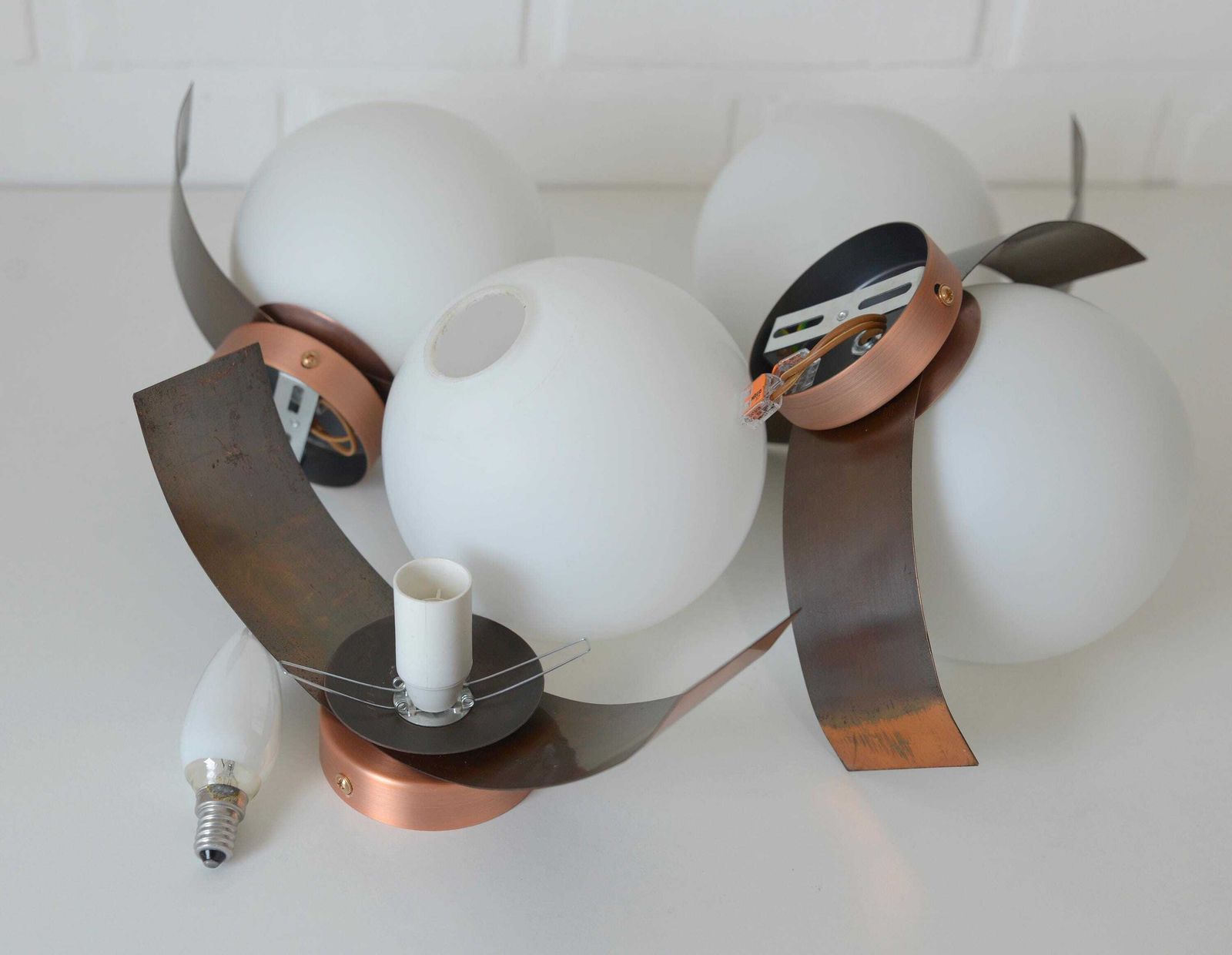 photo buy Vintage Wall Lamps / 1 Of 4 / Brutalist Sconces / Copper Ceiling Light / Mid Century Sputnik Light Fixture / Yugoslavia 1970's /