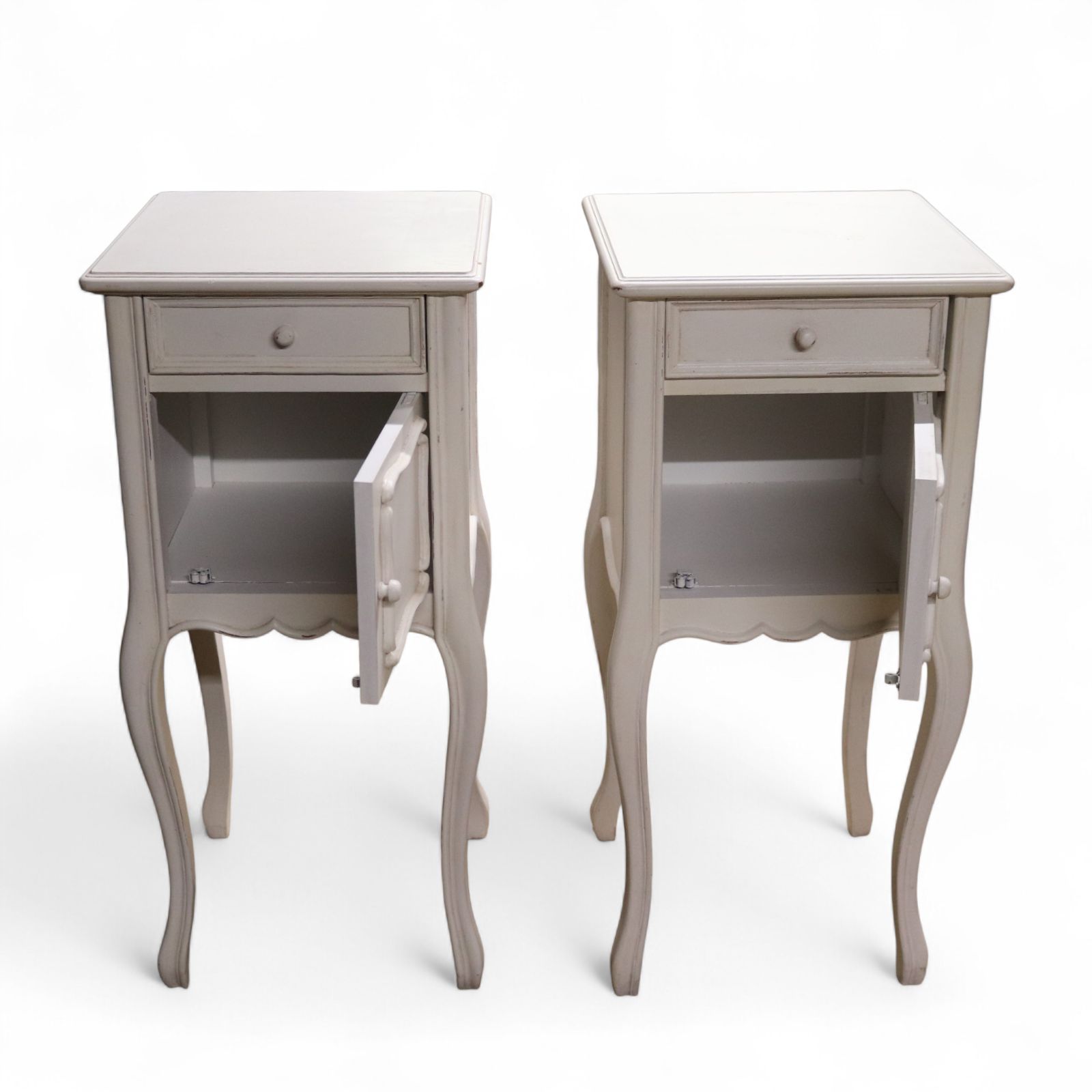 Pair Of Vintage White Painted French Provincial Country Style Bedside Cabinets photo Furniture