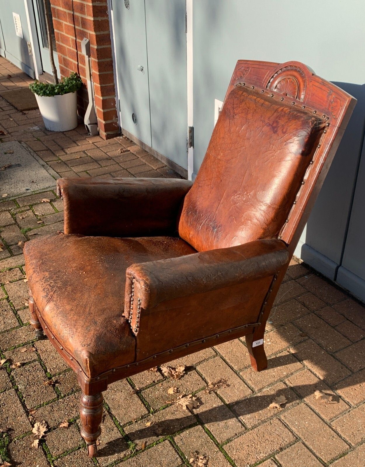 Antique Victorian Leather Library Chair On Castors C 1840's photo 551.0