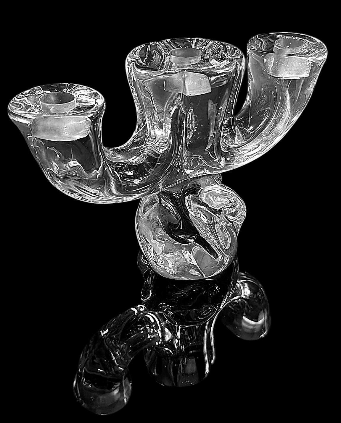Art Deco French Crystal Candle Holder Crystal De Vannes Style photo vintage