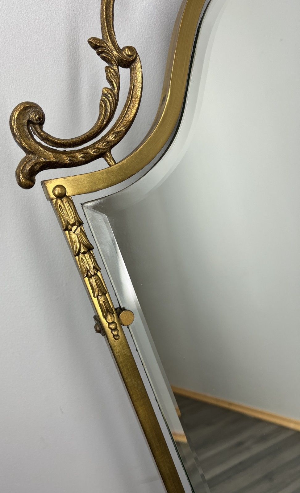 Mirror Vintage French Ornate Metal Wall Mirror Gold Finish Wall Decor Lot 4710 photo 229.0
