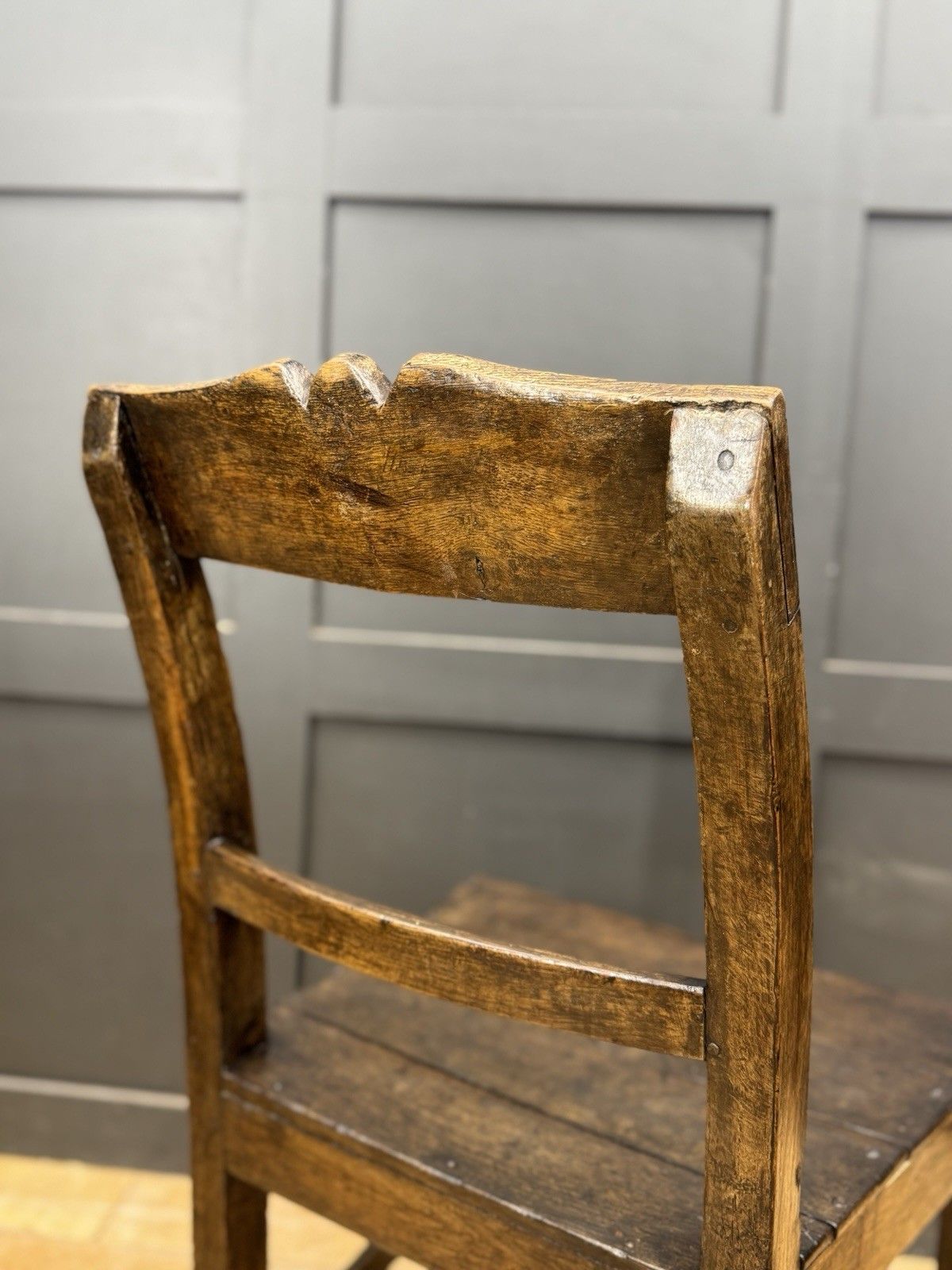 photo furniture Antique Oak Slat Back Kitchen Dining Chair Primitive Country Georgian Period